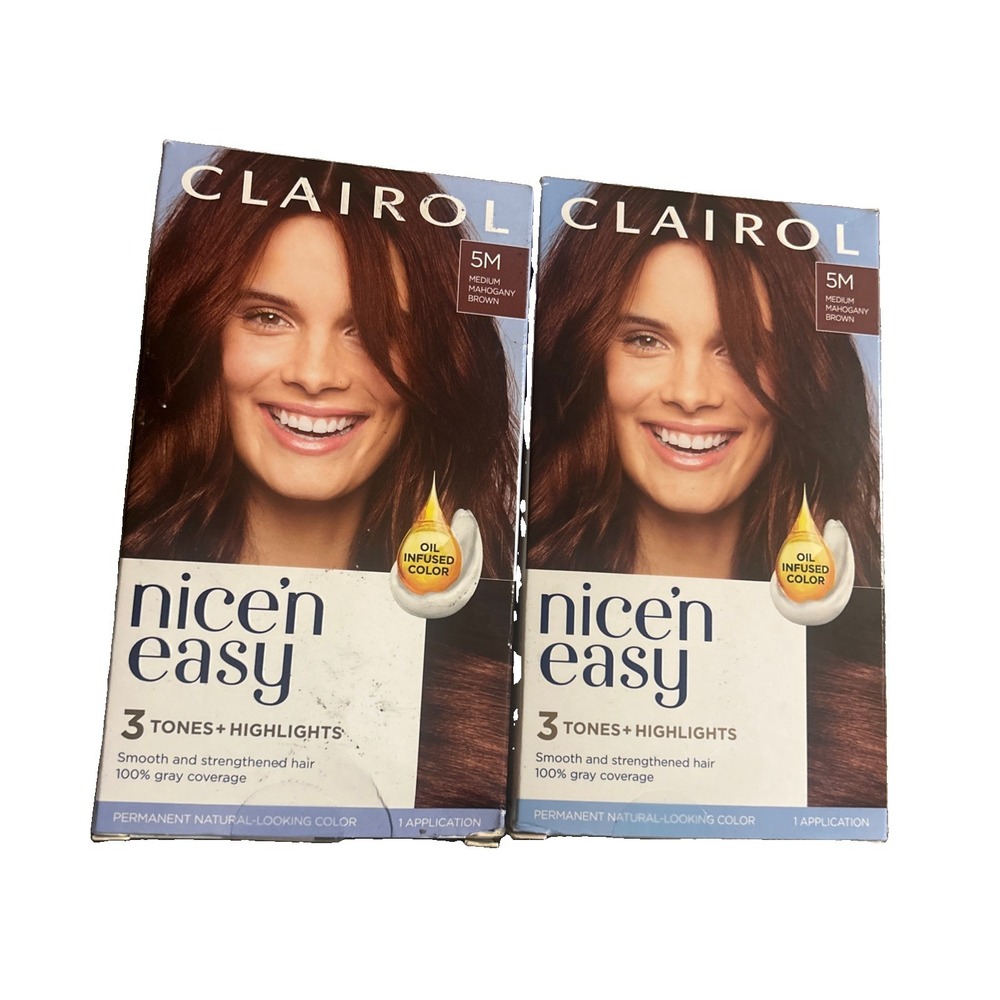 Lot of 2 Clairol Nice n Easy Permanent Hair Color 5M Medium Mahogany Brown
